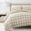 Hivvago Soft Lightweight Puff Textured 2-piece Comforter Set In Neutral Tan In White