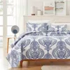 Hivvago Soft Microfiber Reversible Blue/white Baroque Design Quilt Set