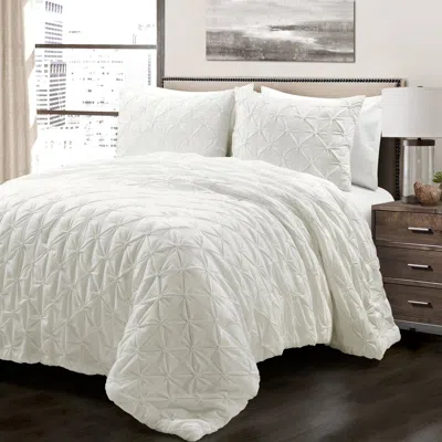 Hivvago Soft Pleated Cotton 3 Piece Comforter Set White