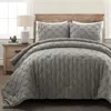 Hivvago Soft Pleated Grey Cotton 3 Piece Comforter Set In Gray