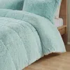 Hivvago Soft Sherpa Faux Fur 3-piece Comforter Set In Blue