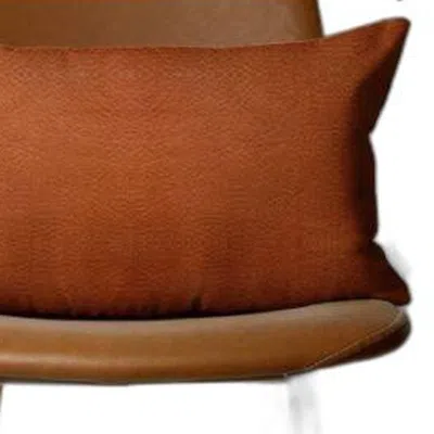 Hivvago Solid Brown Faux Leather Lumbar Throw Pillow
