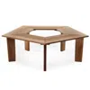 Hivvago Solid Cedar Wood Outdoor 5 Sided Pentagon Tree Wrap Garden Bench In Brown