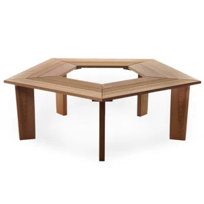 Hivvago Solid Cedar Wood Outdoor 5 Sided Pentagon Tree Wrap Garden Bench In Brown