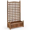 Hivvago Solid Free Standing Wood Planter Box With Trellis For Garden