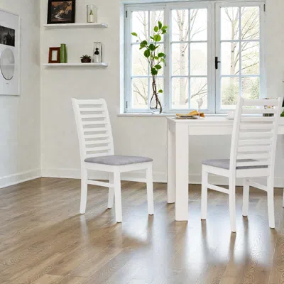 Hivvago Solid Wood Accent Dining Chairs Set Of 2 With Robust Rubberwood Supports In White