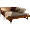 Hivvago Solid Wood Daybed Frame With Twin Pop-up Trundle Bed In Walnut Finish In Brown