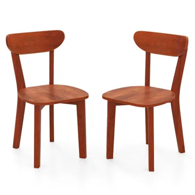 Hivvago Solid Wood Dining Chair Set Of 2 With Curved Backrest And Rubber Wood Frame-espresso In Brown