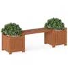 Hivvago Solid Wood Flower Box Mini Outdoor Planter Boxes With Bench