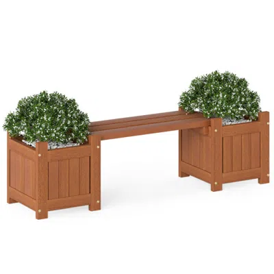 Hivvago Solid Wood Flower Box Mini Outdoor Planter Boxes With Bench