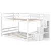 Hivvago Solid Wood Full Over Full Low Bunk Bed With Storage Stairs-white