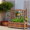 Hivvago Solid Wood Planter Box With Trellis Weather-resistant Outdoor