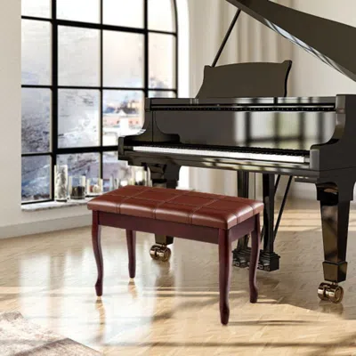 Hivvago Solid Wood Pu Leather Piano Bench With Storage-black