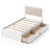 Hivvago Solid Wood Structure Bed Frame With 2 Drawers Upholstered Headboard-twin Size