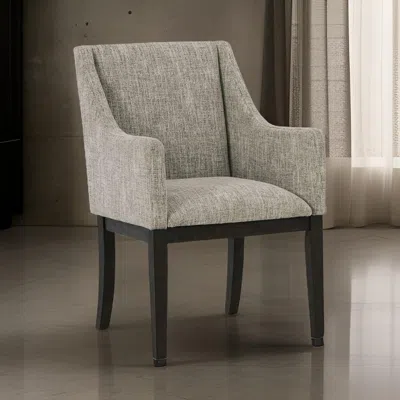 Hivvago Sonn 24 Inch Dining Armchair, Set Of 2, Padded Beige Upholstery, Brown Legs