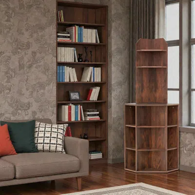 Hivvago Space-saving 6-tier Corner Organizer With Power Hub And Usb Slots In Brown