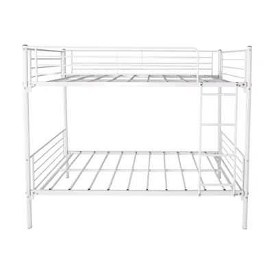 Hivvago Space Saving Easy Assembly Twin Sized Full Metal Bunk Bedframe With Ladder - White