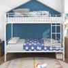 Hivvago Space Saving Easy Assembly Twin Sized Full Metal Bunk Bedframe With Ladder - White