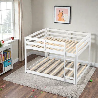 Hivvago Space-saving Full Over Full Bed Frame Featuring Low Height Structure In White