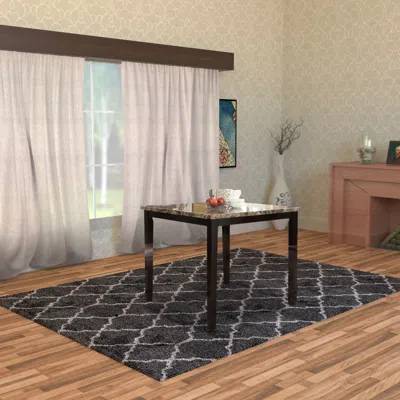 Hivvago Spacious Wooden High Table Faux Marble Top Brown