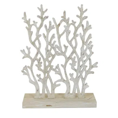 Hivvago Spark 20 Inch Coral Table Top Decor, Coastal Design, Resin, Antique White