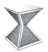 Hivvago Sparkling End Table With Faux Diamonds Inlay, Silver And Clear