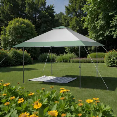 Hivvago Square 13x13 Ft Pop-up Outdoor Tent With Sun Shelter And Wheel Bag In Green