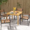 Hivvago Square Acacia Wood Outdoor Dining Table With Umbrella Hole