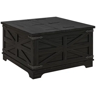 Hivvago Square Coffee Table With Hidden Compartment In Black