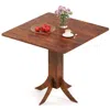Hivvago Square Dining Table With Pedestal Base And Rubber Wood Frame-walnut