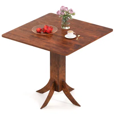 Hivvago Square Dining Table With Pedestal Base And Rubber Wood Frame-walnut