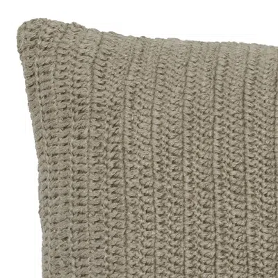 Hivvago Square Fabric Throw Pillow With Hand Knit Details And Knife Edges, Brown