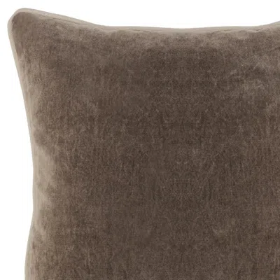 Hivvago Square Fabric Throw Pillow With Solid Color And Piped Edges, Taupe Brown