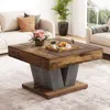 Hivvago Square Farmhouse Coffee Table In Brown Black Wood Finish In Brown
