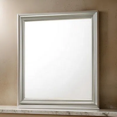 Hivvago Square Molded Wooden Frame Dresser Mirror, Antique Silver