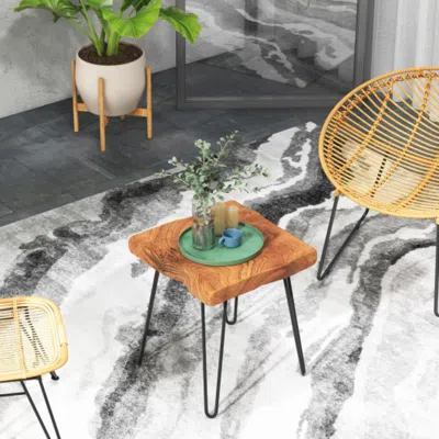 Hivvago Square Reclaimed Recycled Indonesia Teak Wood End Table