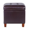 Hivvago Square Shape Leatherette Upholstered Wooden Ottoman With Tufted Lift Off Lid Storage, Brown In Burgundy