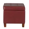 Hivvago Square Shape Leatherette Upholstered Wooden Ottoman With Tufted Lift Off Lid Storage, Red