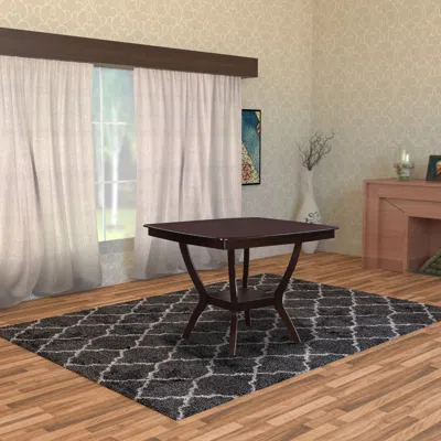 Hivvago Square Shaped Wooden Counter Height Table With Bottom Shelf Brown