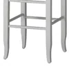 Hivvago Square Wooden Frame Barstool With Hand Woven Rush, White And Brown