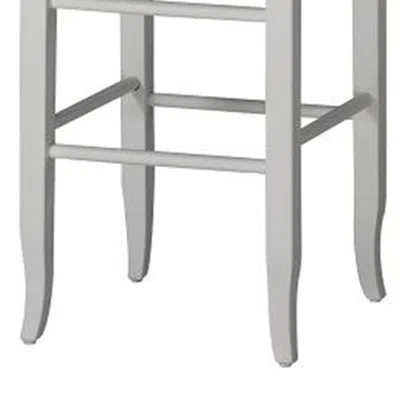 Hivvago Square Wooden Frame Barstool With Hand Woven Rush, White And Brown