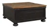 Hivvago Square Wooden Lift Top Cocktail Table With Trunk Storage, Brown And Black