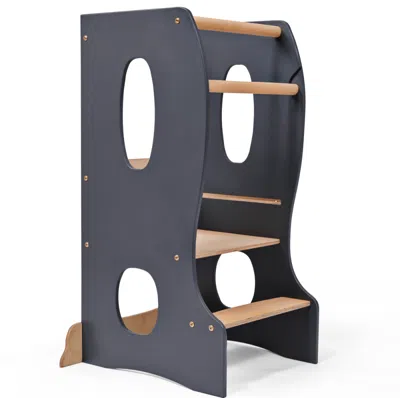 Hivvago Stable Montessori Tower: Wooden Growing Chair - Grey In Blue