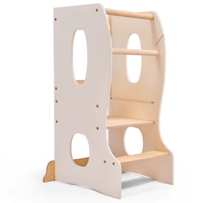 Hivvago Stable Montessori Tower: Wooden Growing Chair - Ivory In White