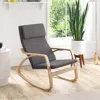 Hivvago Stable Wooden Frame Leisure Rocking Chair With Removable Upholstered Cushion-gray
