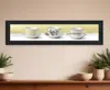 Hivvago Stack Of Tea Cupsyellow Black Framed Print Kitchen Wall Art In Yellow