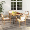 Hivvago Stackable Outdoor Dining Chair Set Of 2 With Acacia Wood Frame