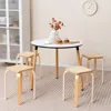 Hivvago Stackable Stools Set Of 4 With Square Top And Rounded Corners-natural