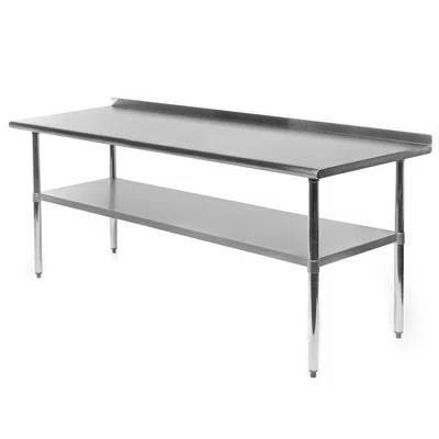 Hivvago Stainless Steel 72 X 30 Inch Kitchen Restaurant Prep Work Table With Backsplash In Gray