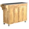 Hivvago Stainless Steel Top Wooden Kitchen Cart Island With Casters In Brown